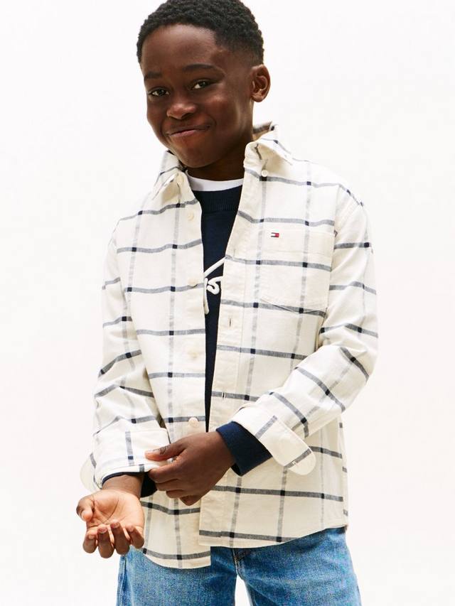 

Детская футболка с длинными рукавами из хлопковой смеси Tommy Hilfiger, White Check