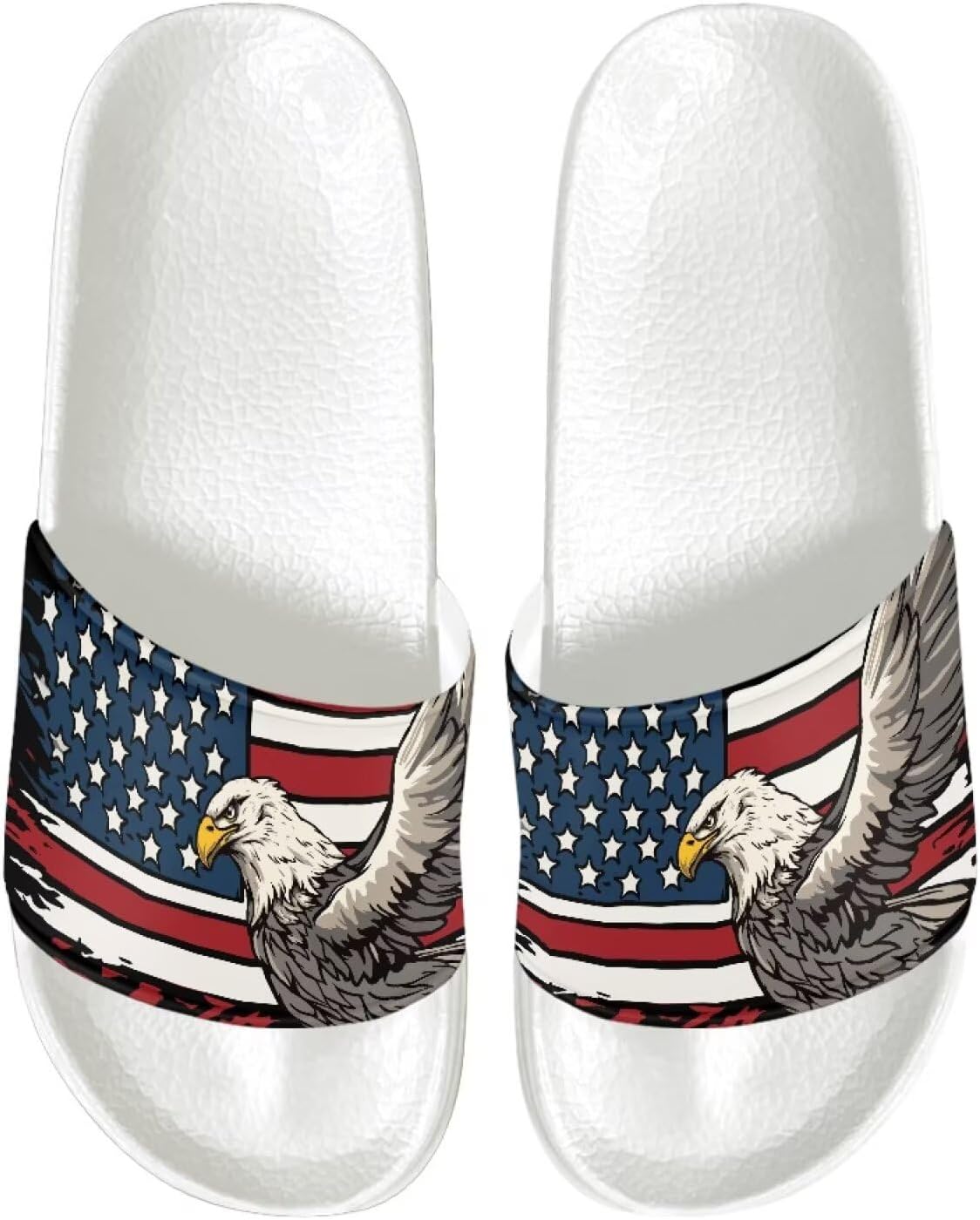 

Мужские шлепанцы с плоской подошвой, нескользящие, быстро сохнущие, для душа, для ванной комнаты, для улицы и дома Jrysaedy, American Flag Eagle