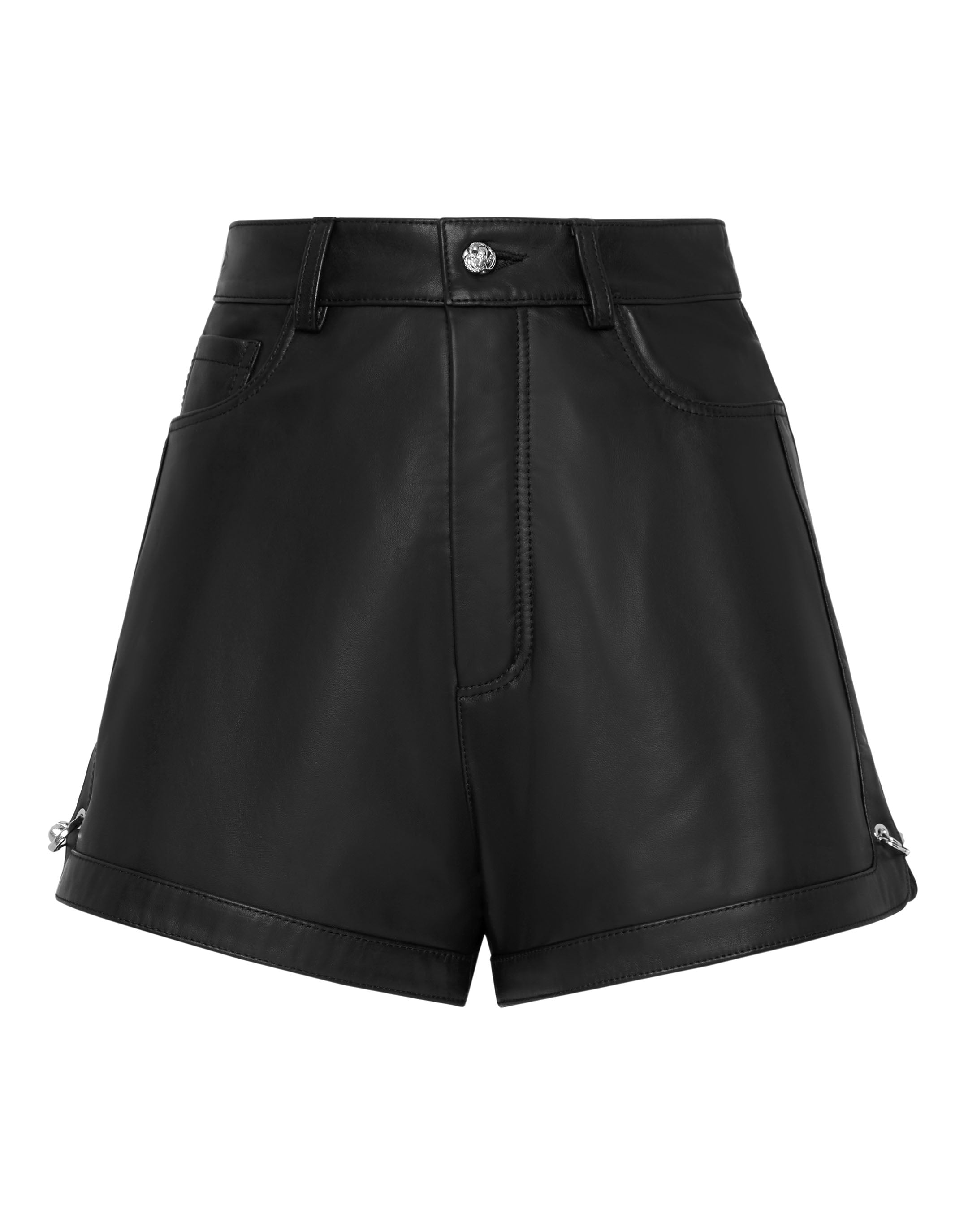 

Кожаные шорты штаны булавки PHILIPP PLEIN, черный