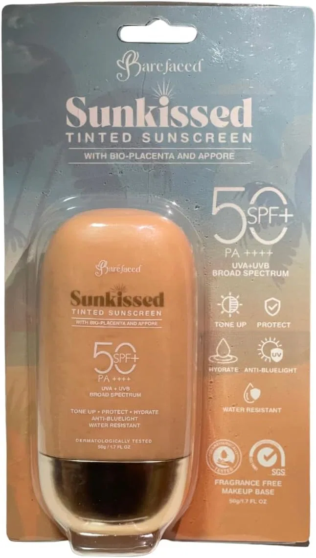 Тональный солнцезащитный крем SPF50+ PA+++ Barefaced Sunkissed Tinted Sunscreen 50 г тон-ап Generic