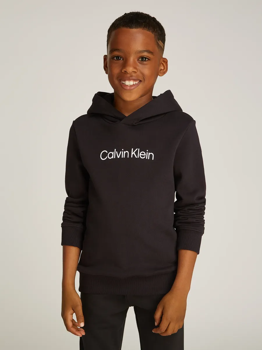 

Толстовка с капюшоном Calvin Klein Jeans "Inst. Толстовка с логотипом Reg. Terry", для детей до 16 лет, с надписью-логотипом, черный