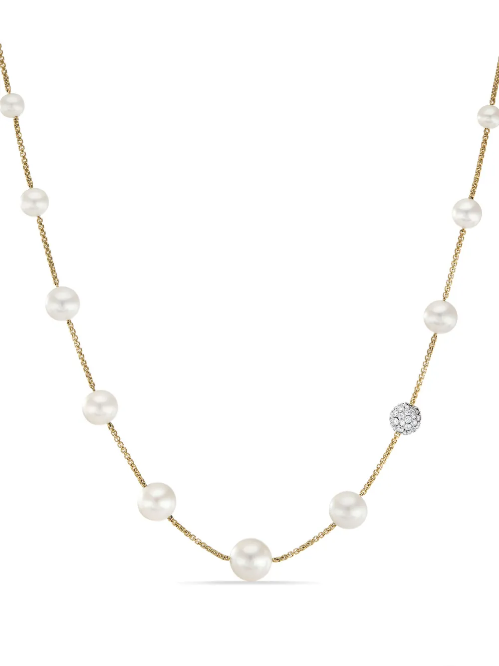 

Колье Station из желтого золота с жемчугом и бриллиантами (1.25 мм) David Yurman, золотой