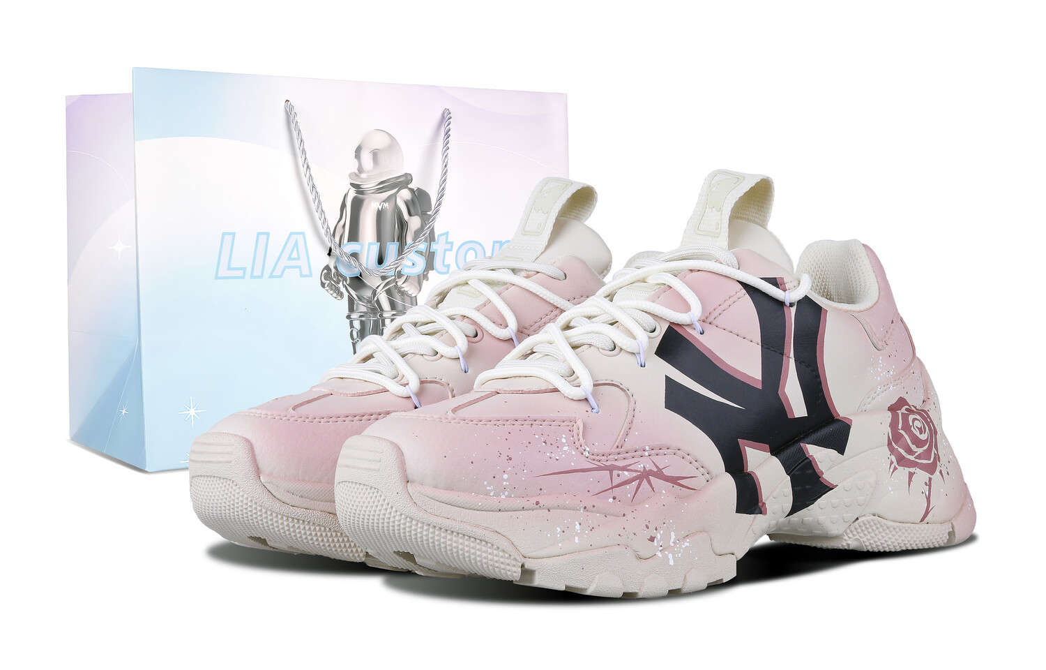 

Кроссовки MLB Chunky Sneakers Unisex Low-top White, розовый