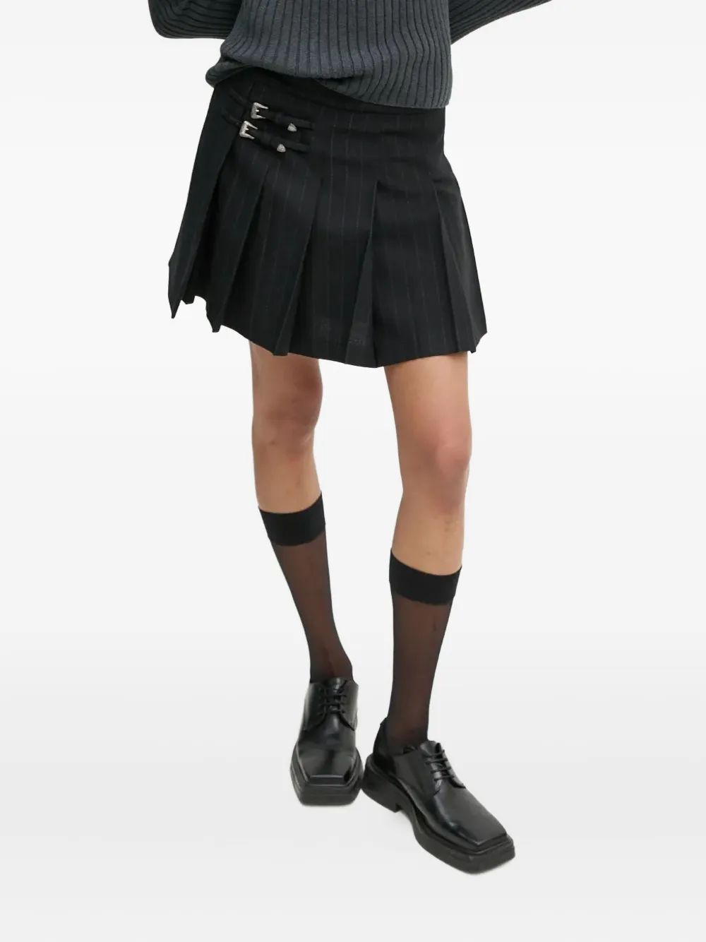 

Мини-юбка в полоску с пряжками The Kooples, черный