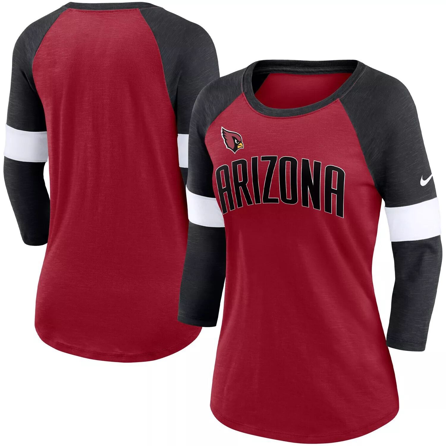 

Женская футболка Nike Arizona Cardinals Cardinal/Heather Black Football Pride Raglan с рукавами 3/4 Nike