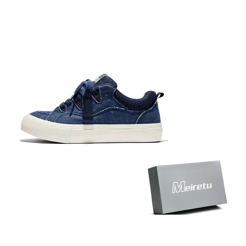 

Meiretu Скользоустойчивые износостойкие дышащие мужские низкие кеды для скейтбординга деним синие, цвет Denim Blue
