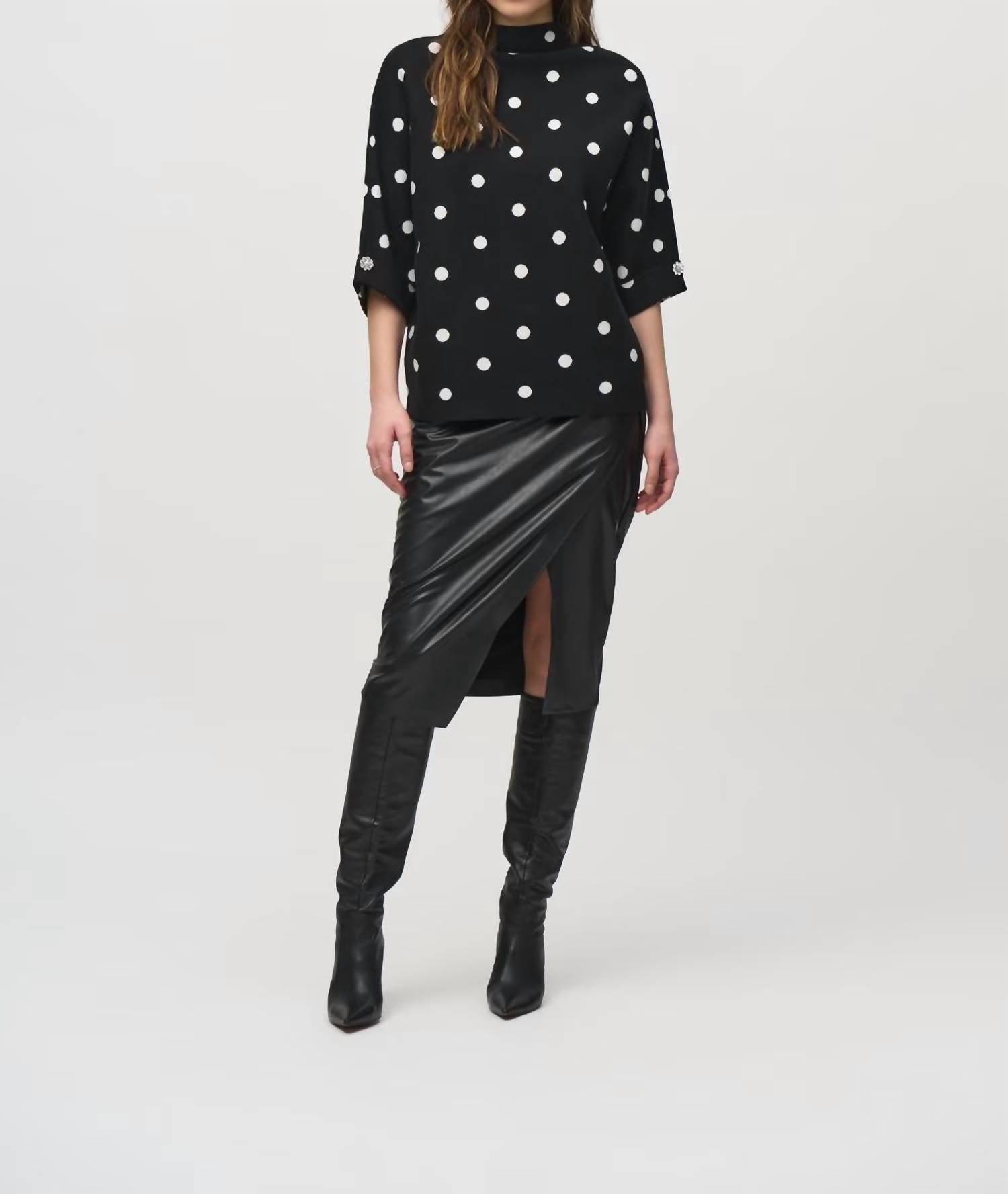

Свитер с рукавом долман в горошек и декоративными деталями Joseph Ribkoff, Polka Dot