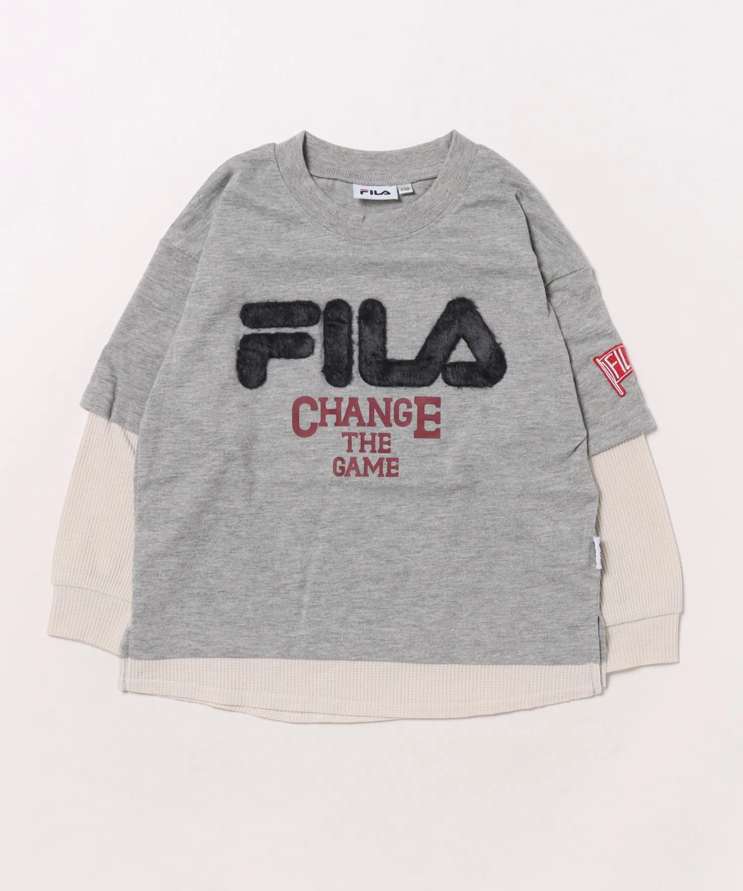 Детская футболка с длинным рукавом FILA с логотипом серая
