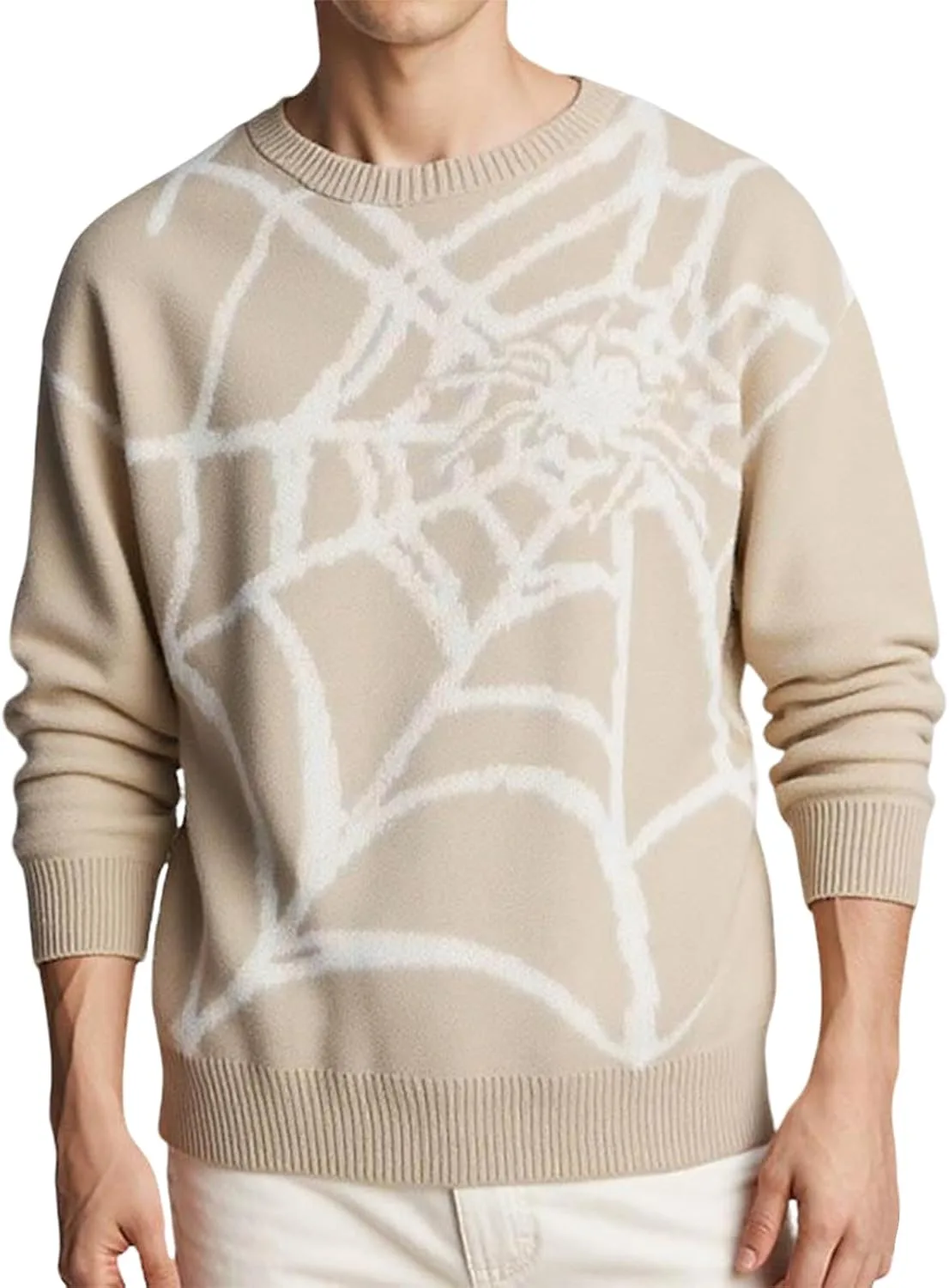 

Мужской свитер с круглым вырезом в стиле винтаж, вязаный, теплый, свободного кроя RALUEMID