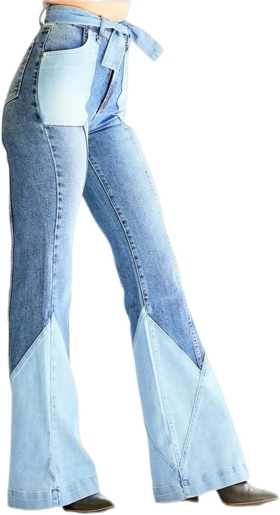 

Женские винтажные джинсы 70-х с высокой талией, стрейч и клеш Ecirod