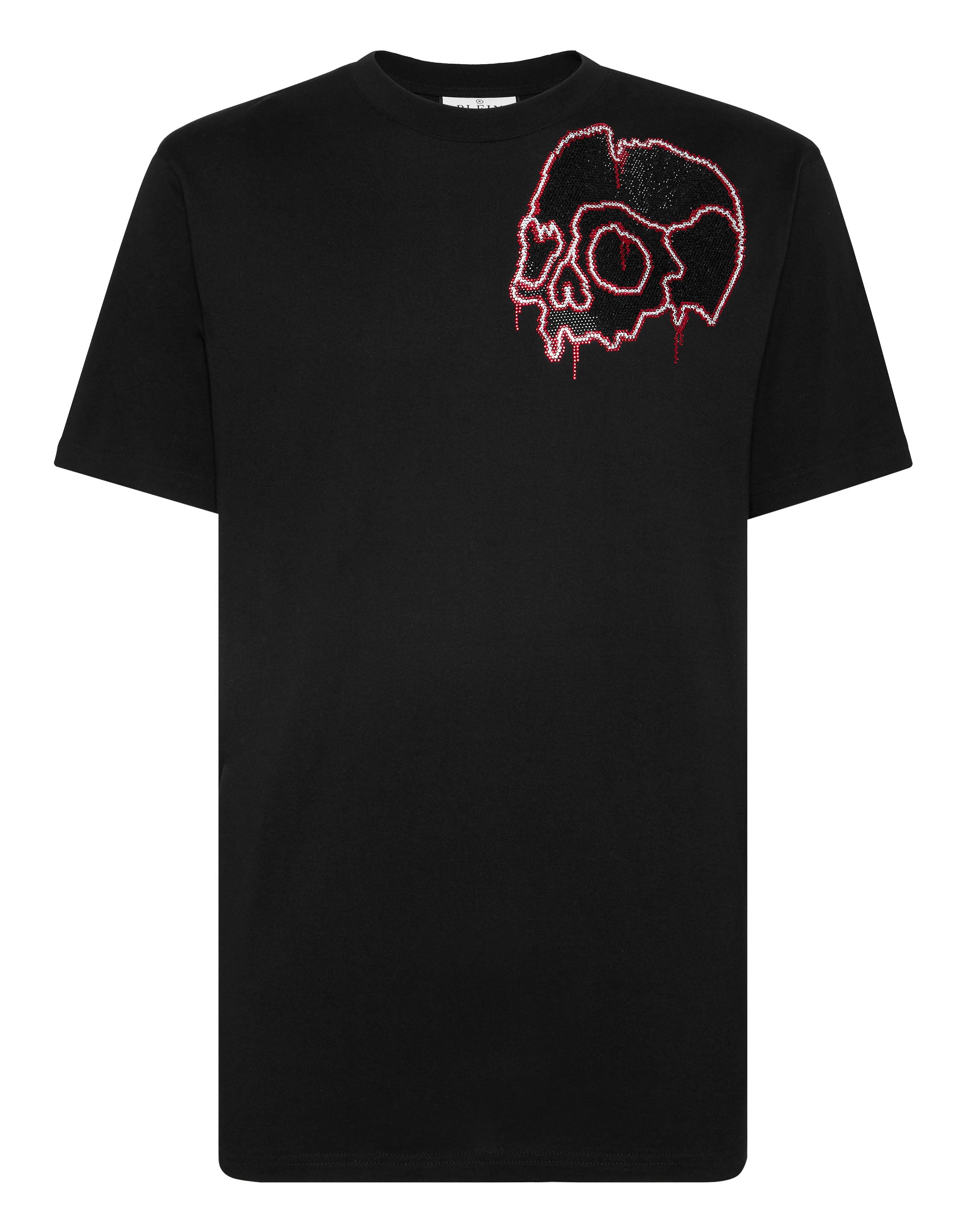 

Футболка с круглым вырезом SS со стразами Dripping Skull PHILIPP PLEIN, черный