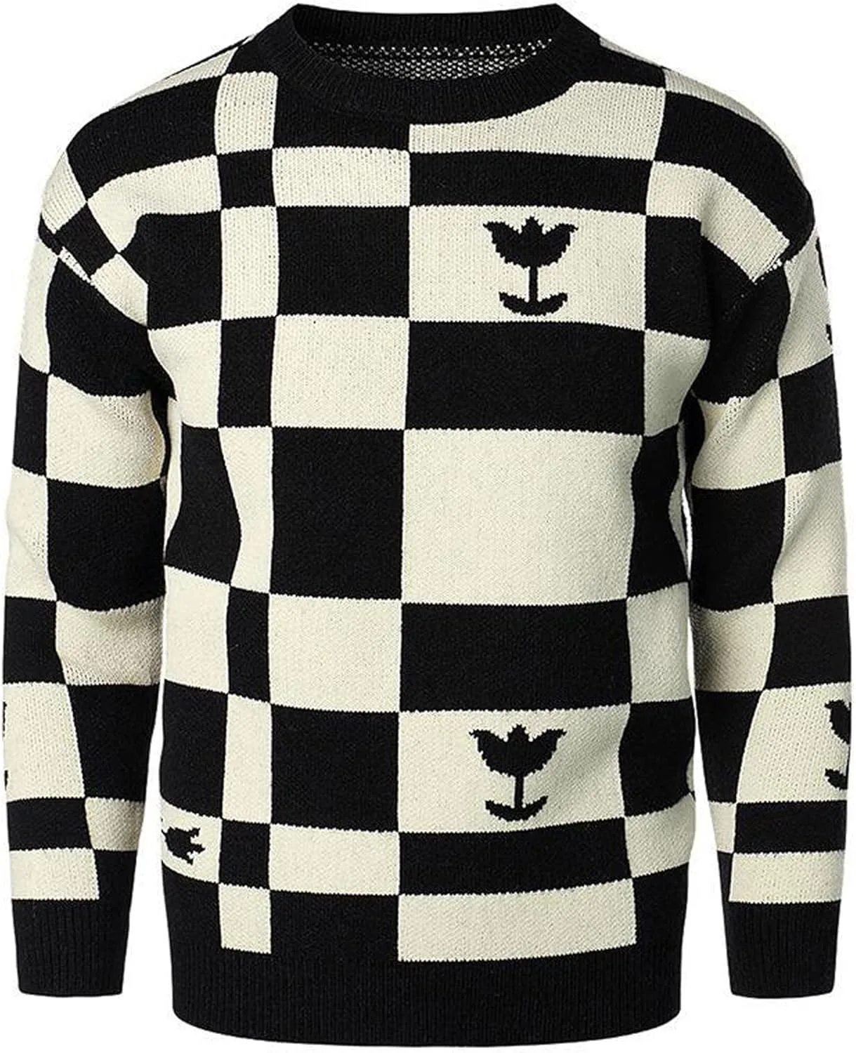 

Мужской осенний свитер в клетку с круглым вырезом Bestgift