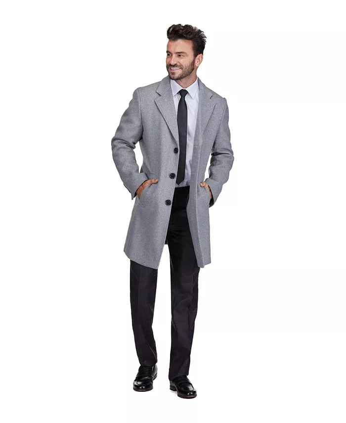 

Мужское шерстяное пальто Walker Car Coat с отложным воротником Braveman, серый