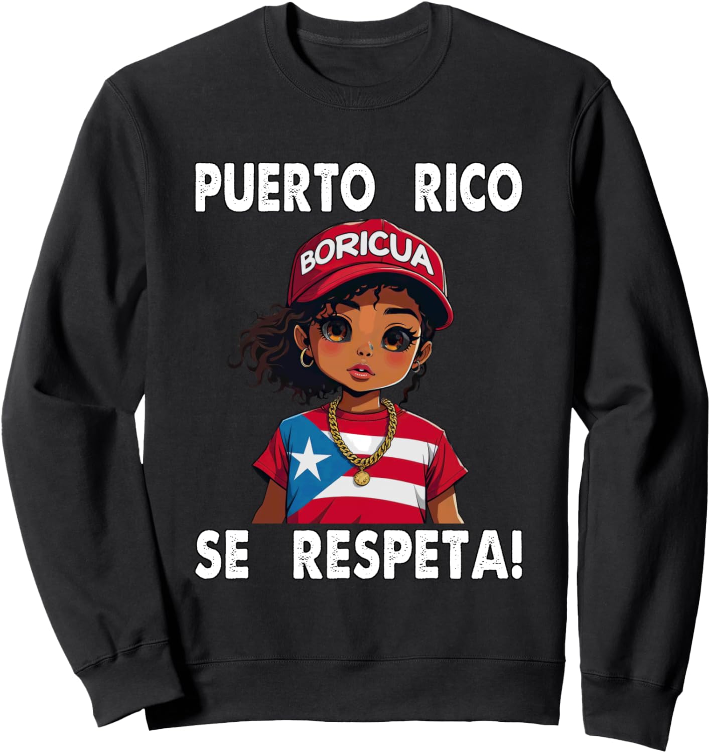 

Пуэрто-Рико Se Respeta Boricua Толстовка с флагом для девочек-подростков Puerto Rico Se Respeta Collection, More Here, черный