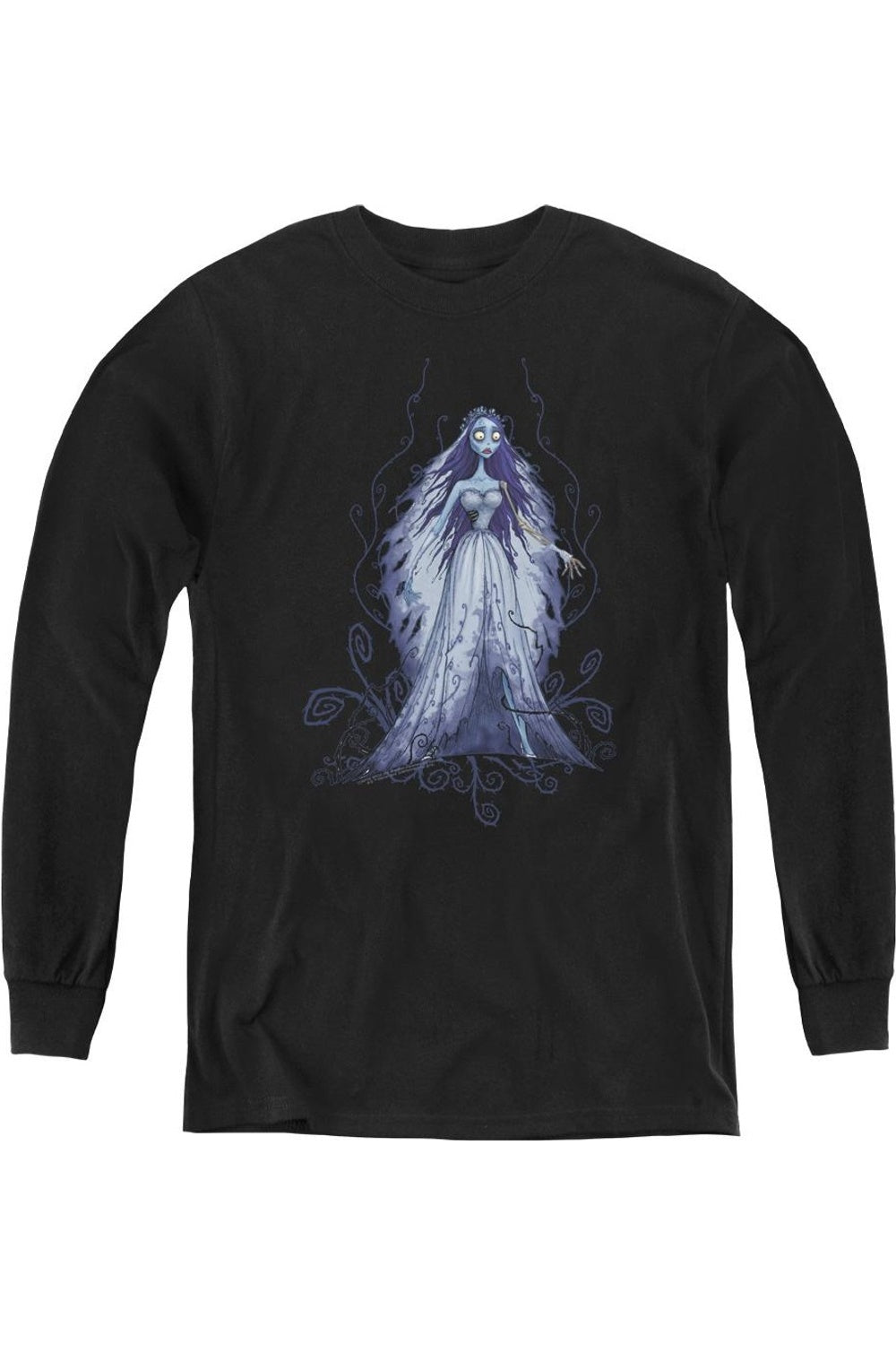 

Футболка с длинным рукавом "Невеста-зомби" с виноградными лозами для молодежи Gildan, черный