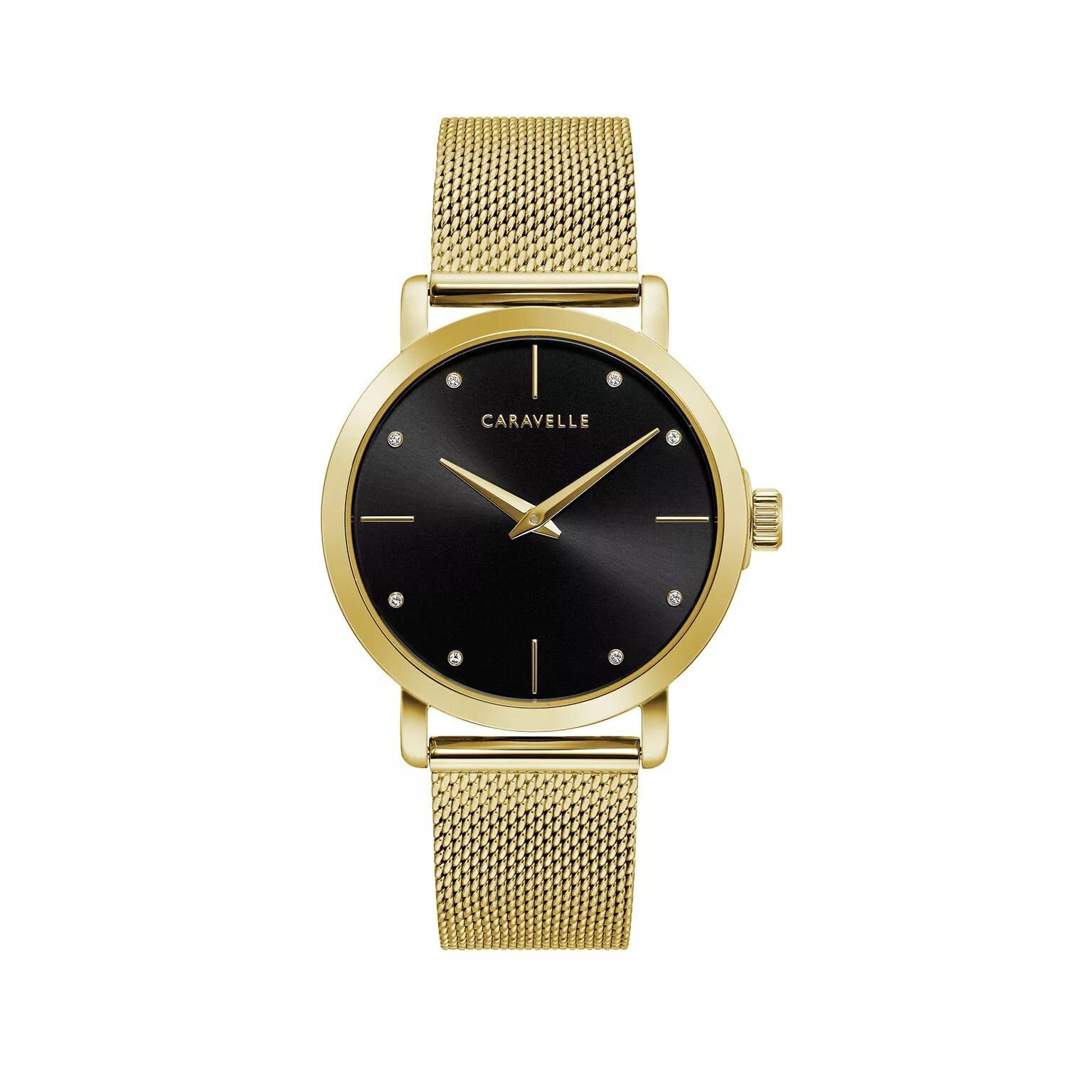 

Женские часы с золотистой сеткой и кристаллами - 44L256 Caravelle by Bulova