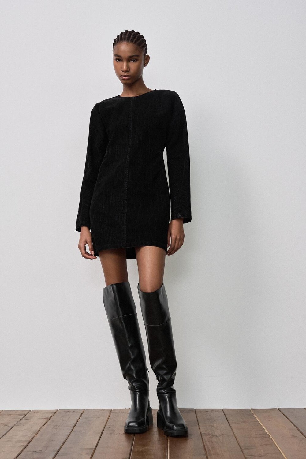 

Платье из джинсовой ткани trf ZARA, черный