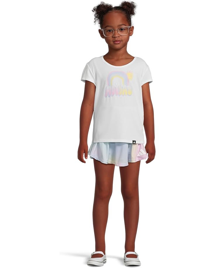 

Шорты adidas Kids Pleated Tee & Aop Flounce Skort Set, белый