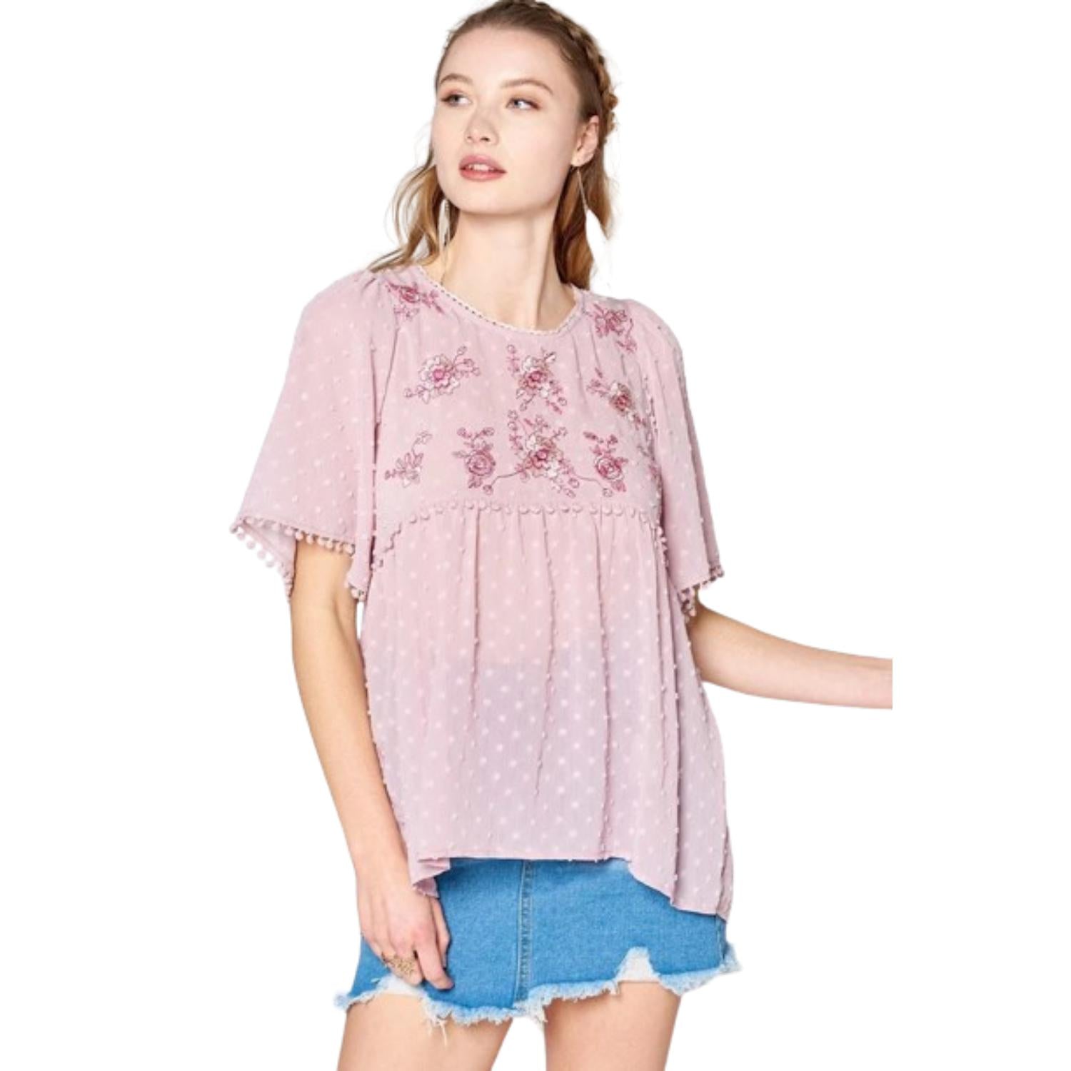 

Эта блузка из шифона с кружевной отделкой FASHNZFAB, цвет mauve
