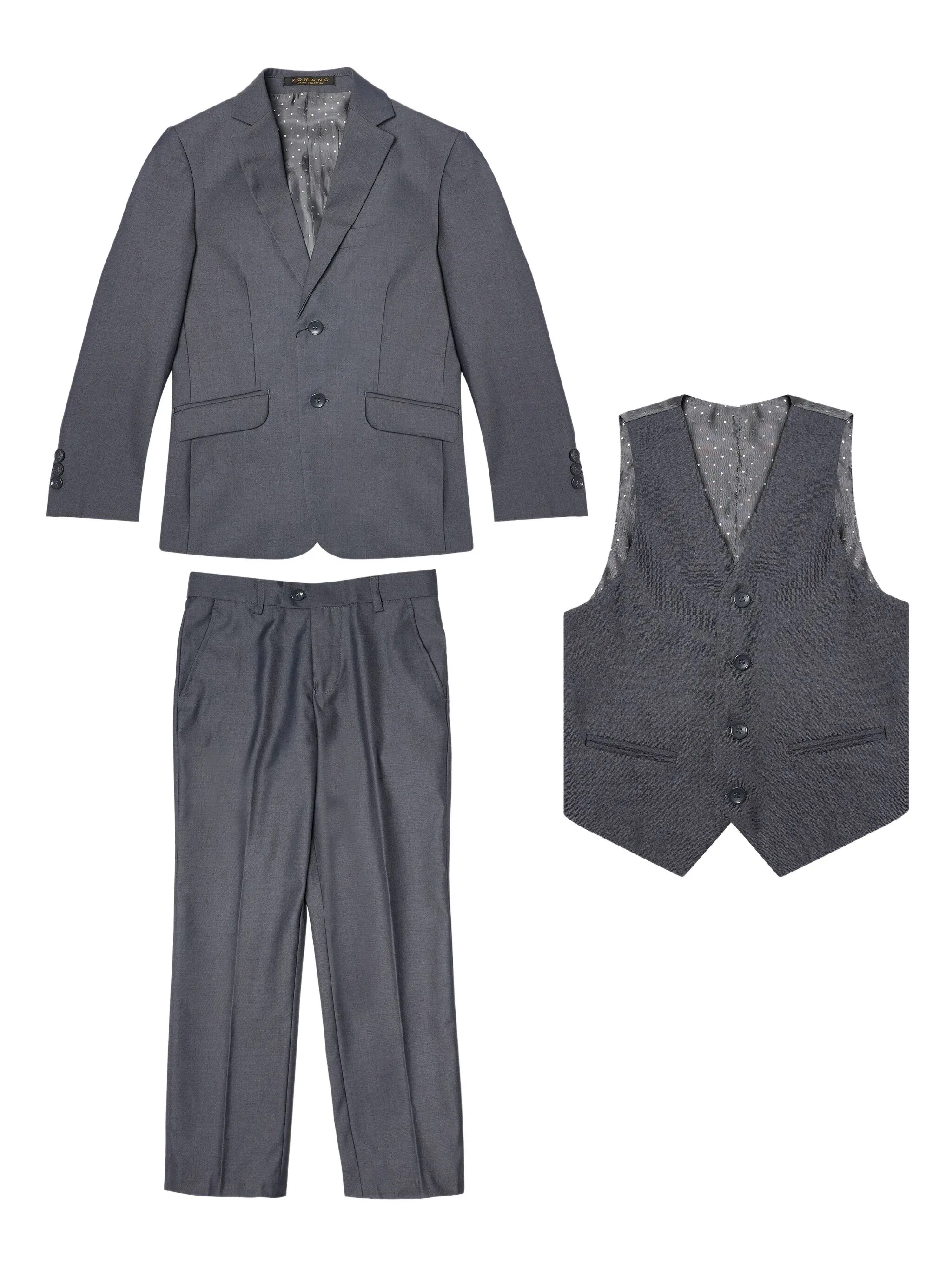 

Костюм-тройка строгого кроя Romano Kids, серый