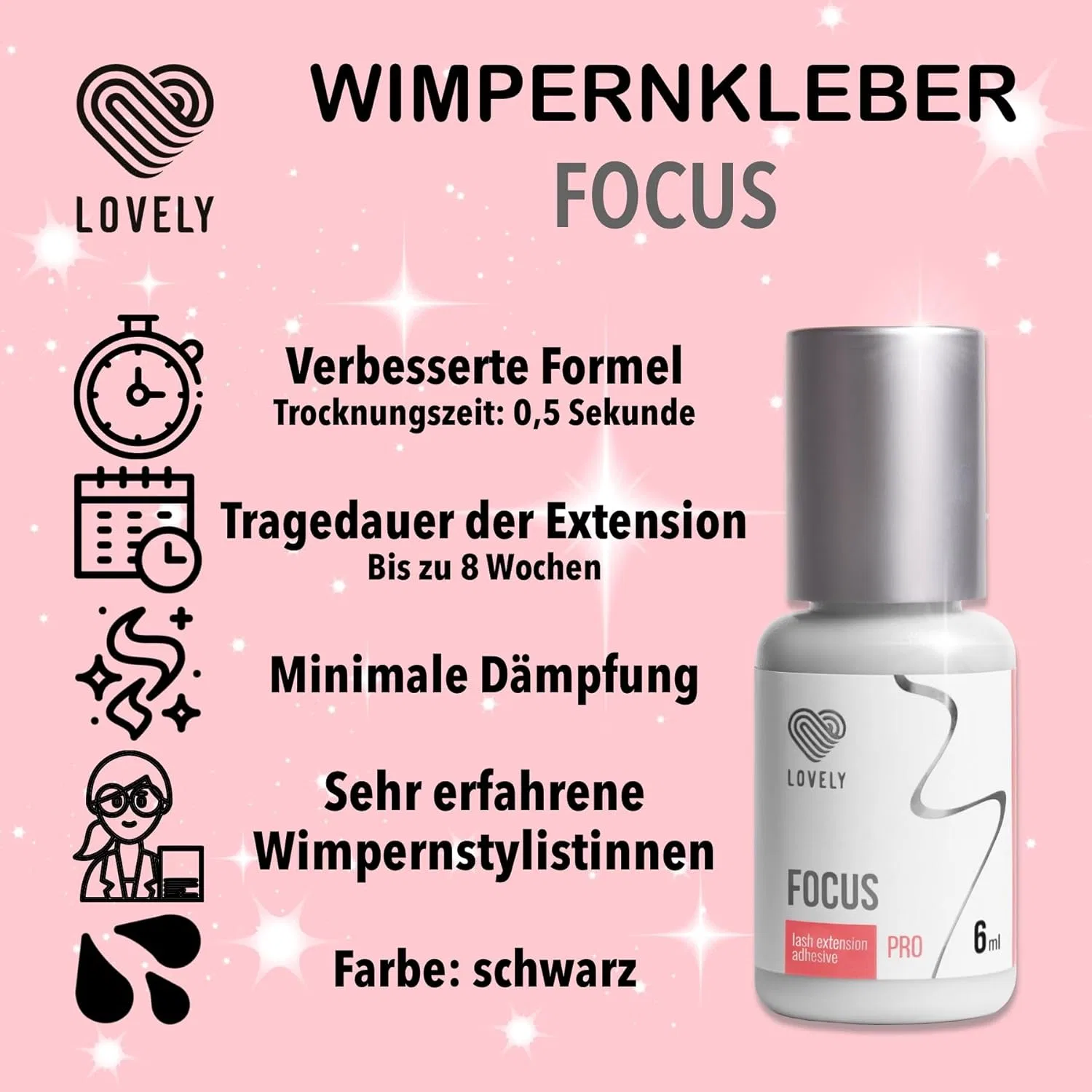 Быстросохнущий клей для наращивания ресниц «Focus» от LOVELY, 6 мл P-Beauty Cosmetic Accessories — фото 2