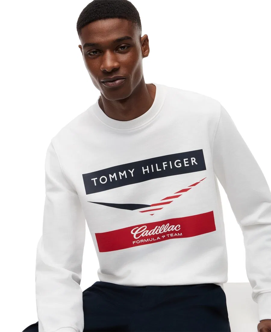 Мужской свитшот с логотипом "шеврон" x Cadillac F1 Tommy Hilfiger, белый — фото 3