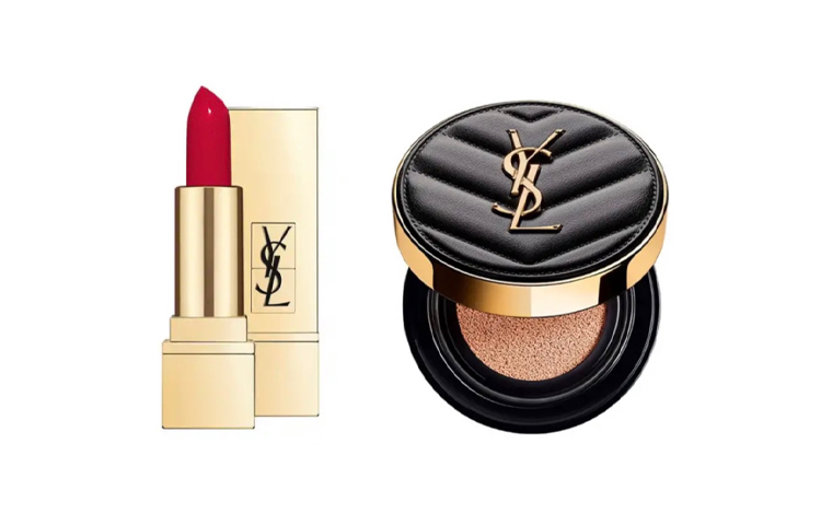 SAINT LAURENT Черный кожаный набор образцов помады Air Cushion с воздушной подушкой, легко растушевывается 1.3g+5g — фото 4