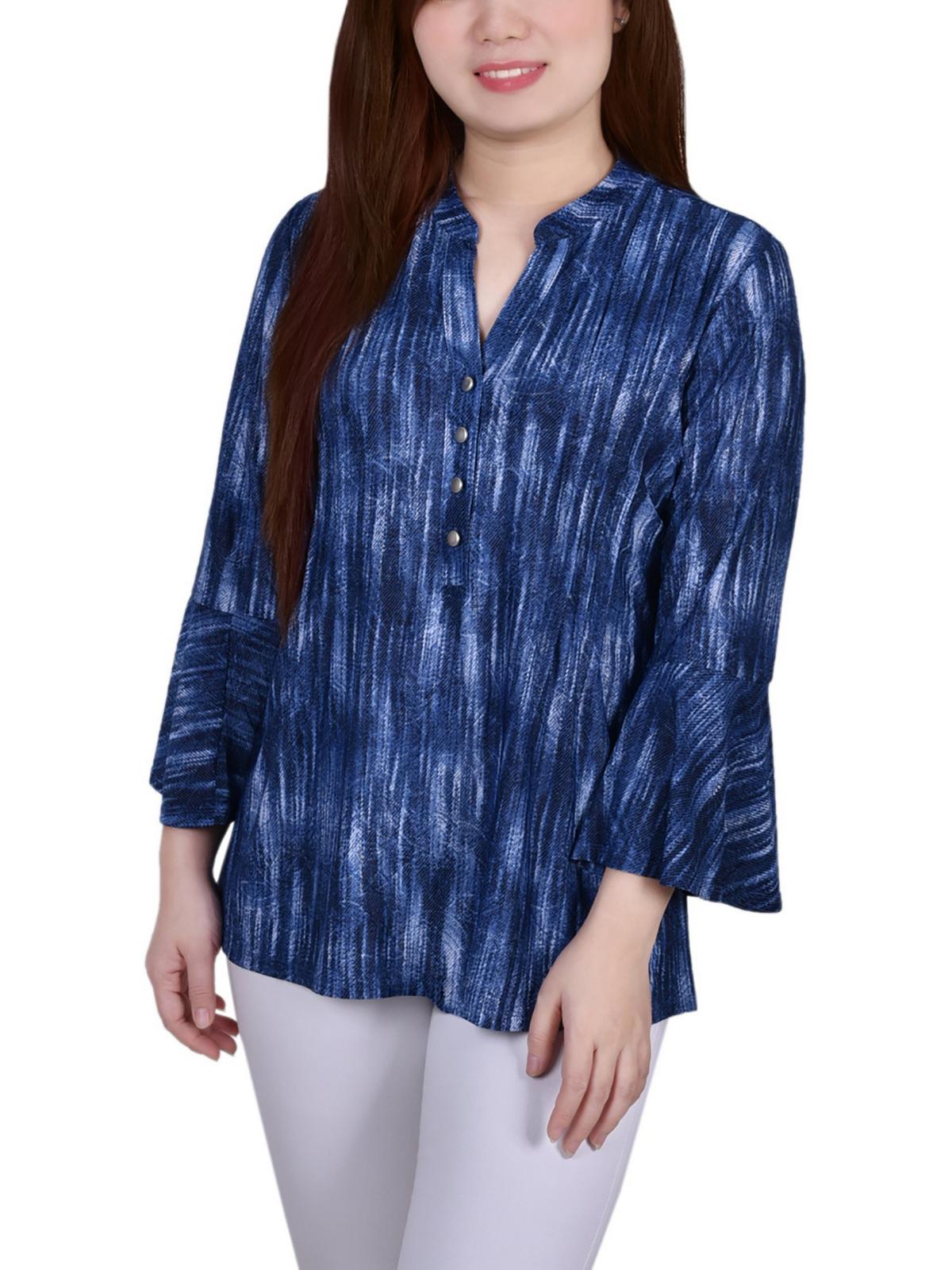 

Женская блузка Petites с принтом и Y-образным вырезом NY Collection, цвет blue stripe