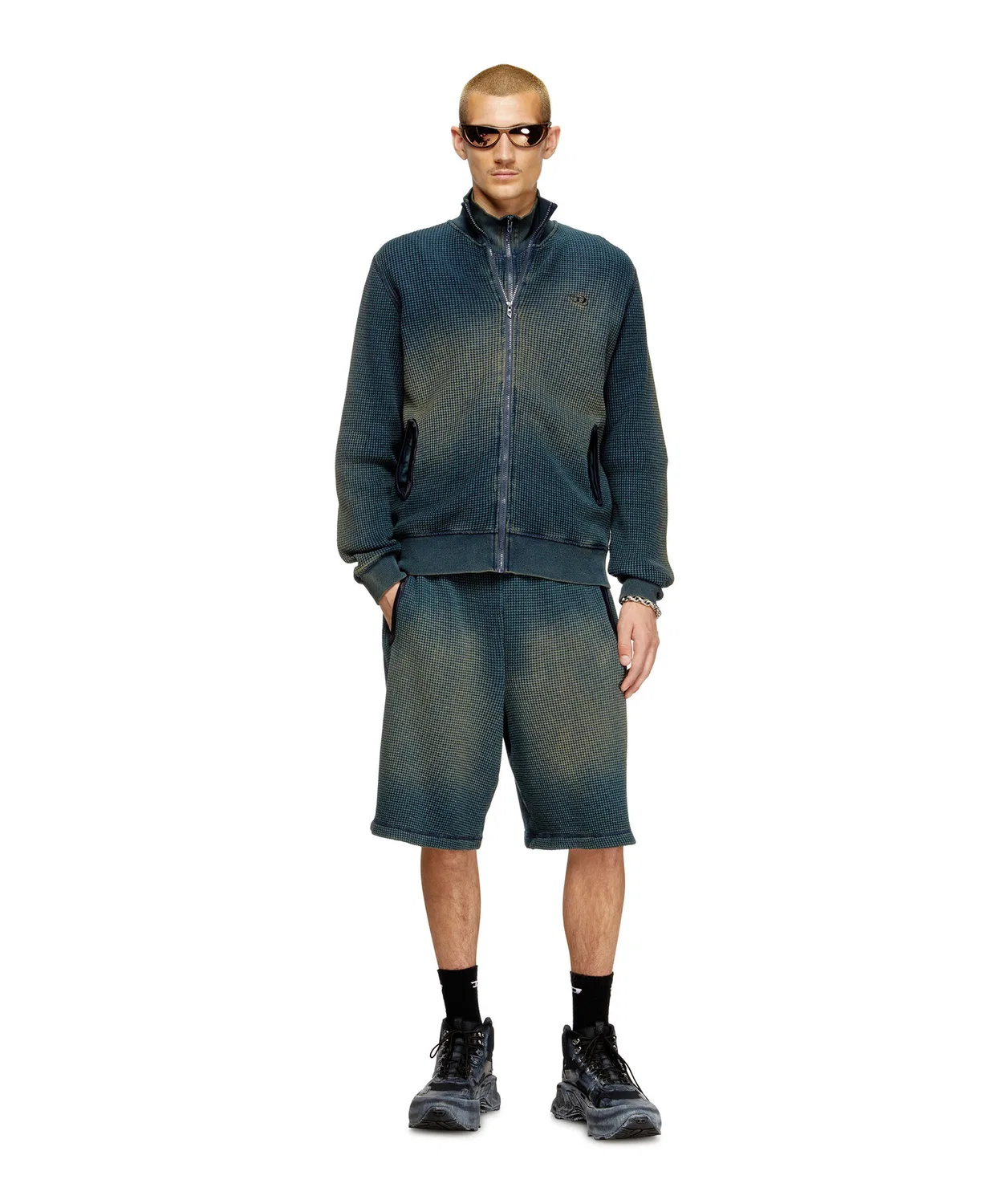 Кофта мужская с zip-застежкой Diesel S-WAFY-ZIP, индиго — фото 3