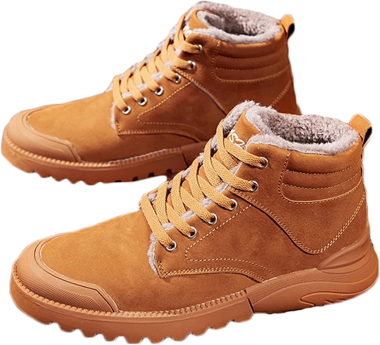 

Мужские зимние снежные ботинки Yiozoi, защищающие от ветра, высокие наружные прогулочные ботинки, шнуровка, мягкие и бархатные повседневные ботильоны, коричневый