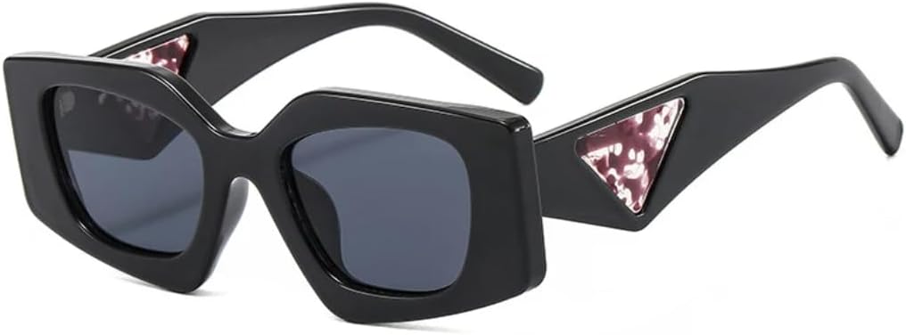 

Популярные модные солнцезащитные очки «кошачий глаз» в форме многоугольника для женщин, ретро-стиль, гелевые цветные линзы, защита от УФ-излучения UV400, прозрачная оправа для мужчин UATXTAU, Black Grey