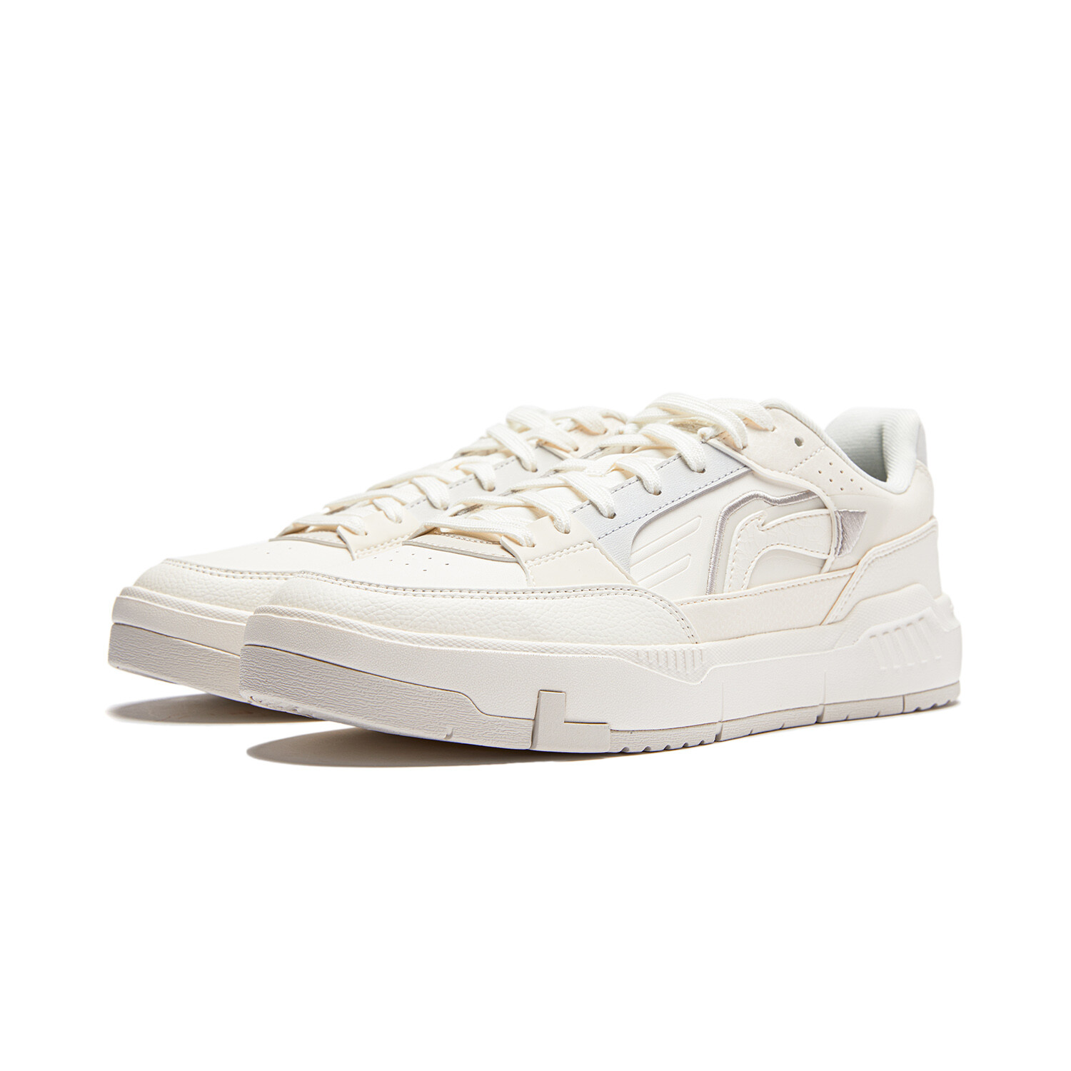 Кроссовки LINING Common 80s Skateboarding Shoes Men Low-top Milky White/light Lime, белый — фото 4