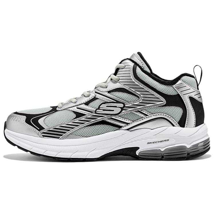 

Skechers Мужские повседневные кроссовки SPORT MENS, износостойкие, средней высоты, черные, серебристые