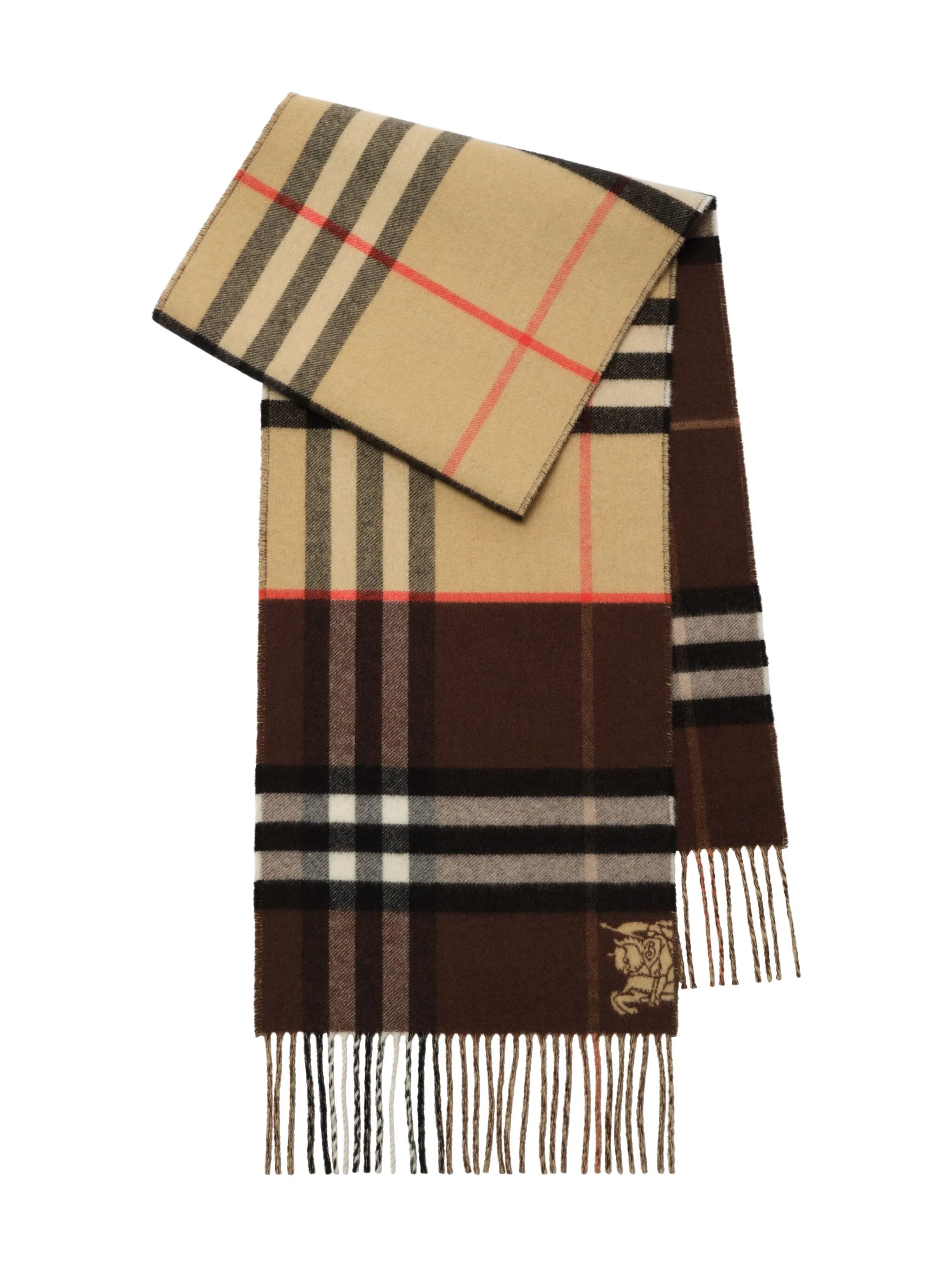 Кашемировый шарф в клетку Contrast Check Burberry, бежевый — фото 2