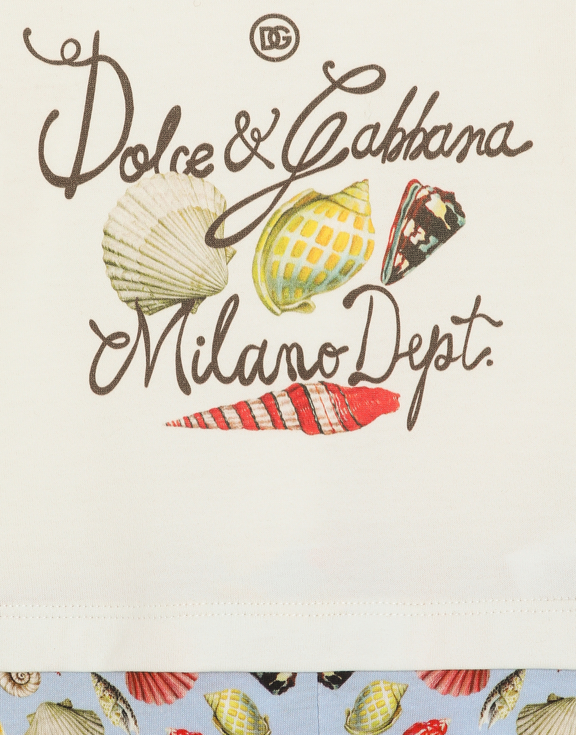 Трикотажный комбинезон с короткими рукавами и принтом ракушек Dolce&Gabbana, мультиколор — фото 3