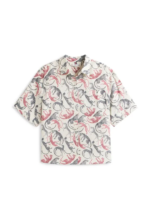 Рубашка свободного кроя из чистого льна, блузка на пуговицах. Tommy Hilfiger Curve, Multi-Coloured — фото 4