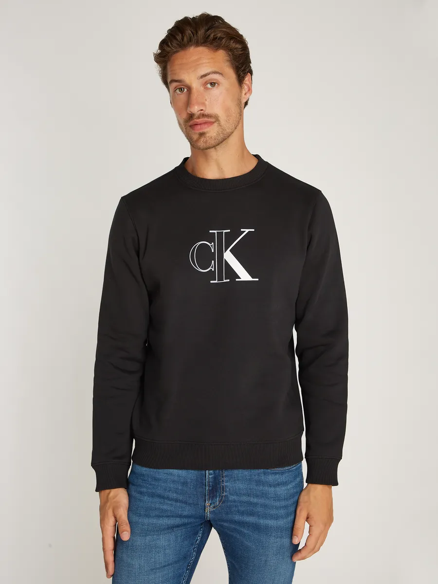 

Толстовка Calvin Klein Jeans "OUTLINE MONOLOGO CREW NECK", с фирменной этикеткой, черный