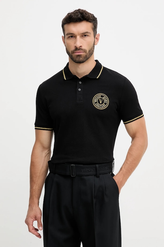 

Хлопковая поло Versace Jeans Couture, черный