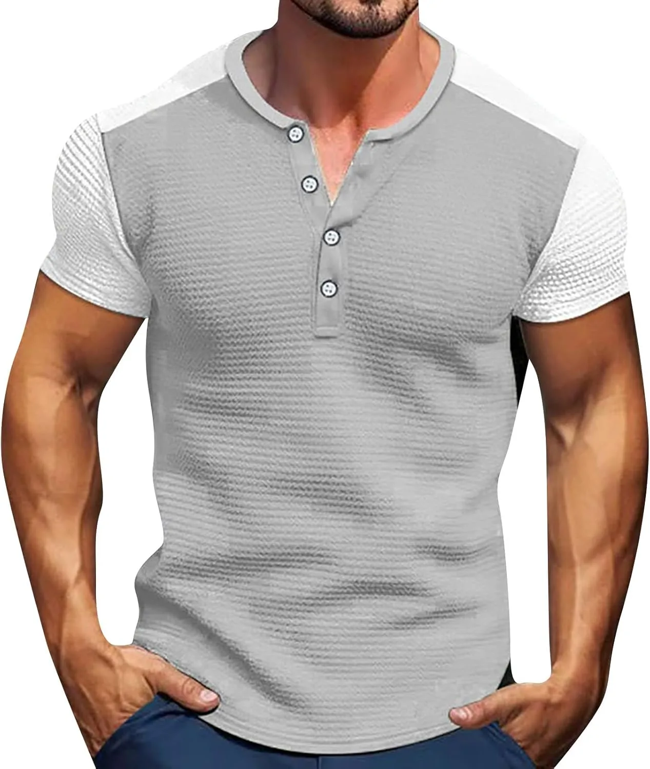 

Мужская футболка Henley с коротким рукавом Casual, S-3XL WENKOMG1
