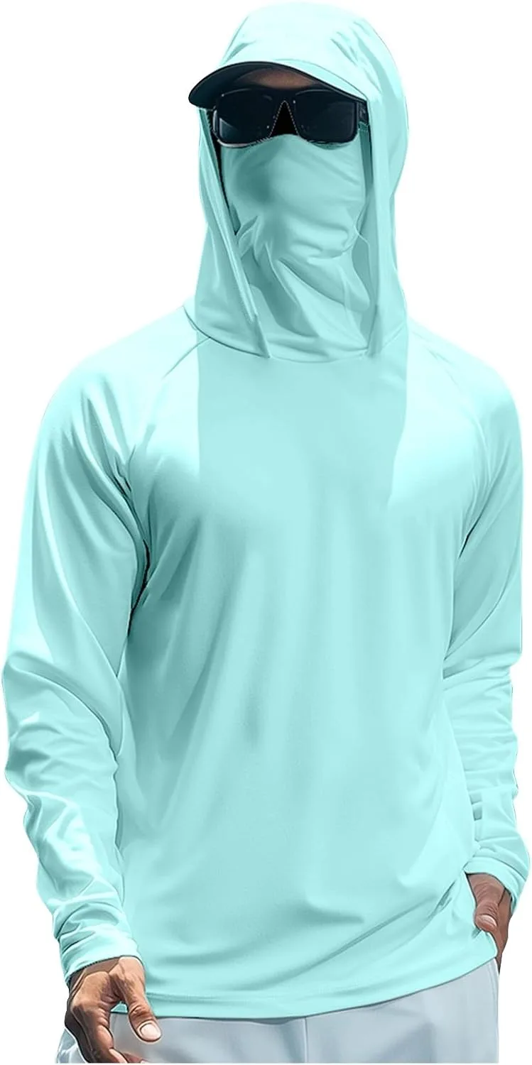 

UPF 50 мужская толстовка с длинным рукавом для рыбалки с защитой от солнца и маской