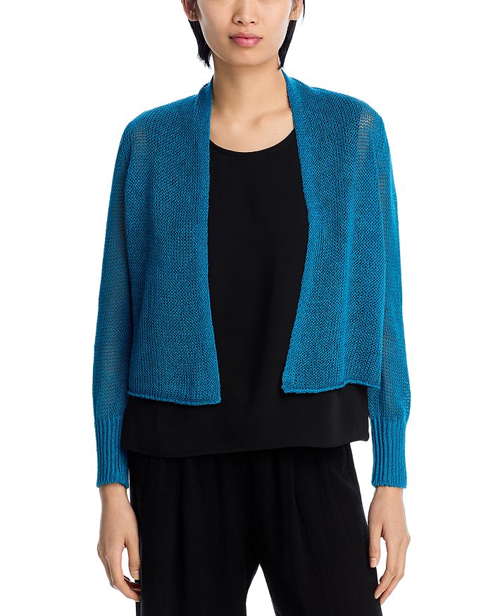 

Льняной кардиган с хлопковым кордом Eileen Fisher, синий