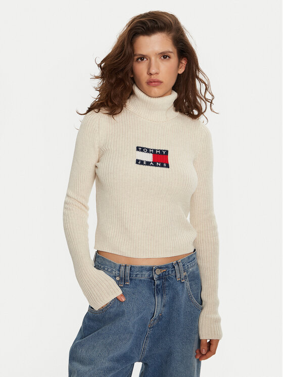 

Водолазка свитер обычный крой Flag DW0DW18678 Tommy Jeans, экрю