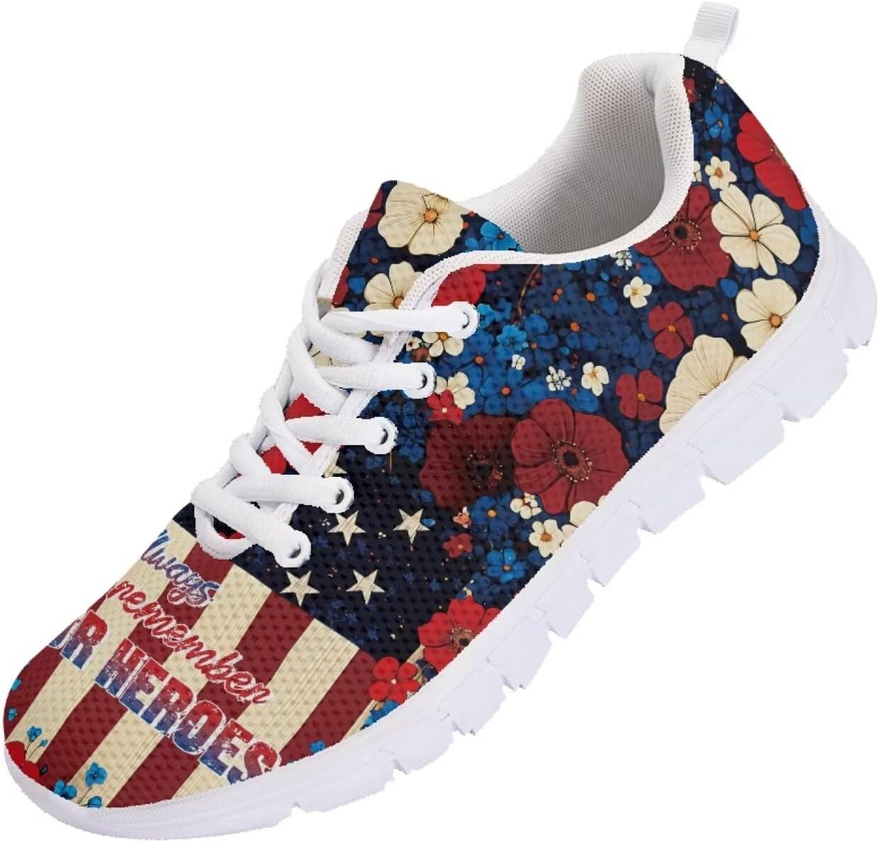 

Кроссовки с американским флагом и рисунком розы, легкие кеды для мужчин и женщин, для бега, прогулок и тенниса на 4 июля, День независимости Getelinseng, American Flag Blossom
