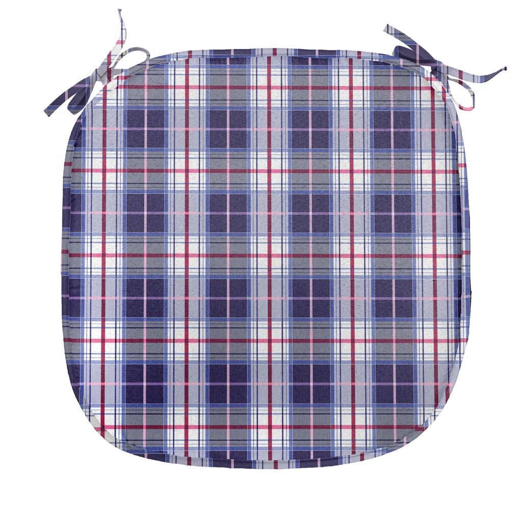 

Подушка для обеденного стула в клетку ABAKUHAUS, яркая классика, декоративная водонепроницаемая подушка с ремнями для кухонных сидений, 40 см x 40 см, темно-бордовый королевский синий белый