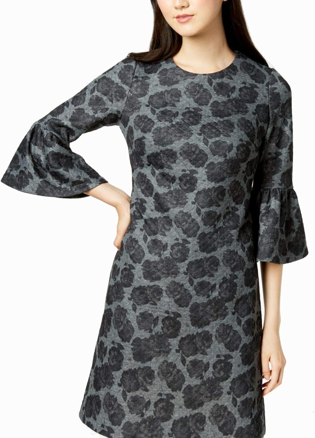 

Женское платье-трапеция Calvin Klein с рукавами-колокольчиками, Tin/Black