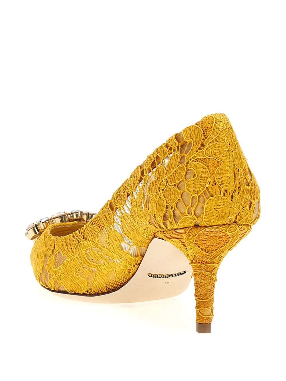 Кружевные туфли-лодочки Bellucci DOLCE & GABBANA, желтый — фото 3