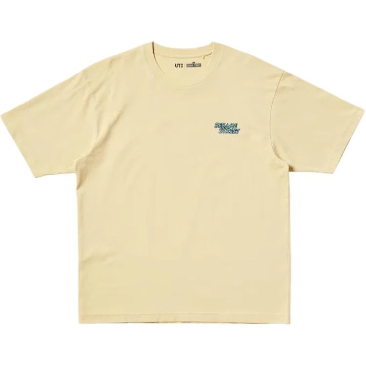 Футболка X SESAME STREET Sesame Street Collaboration, унисекс, желтая, круглый вырез UNIQLO, Yellow