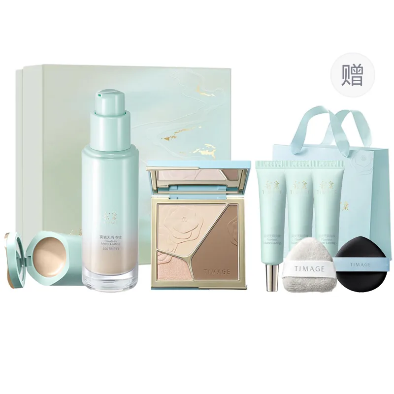 TIMAGE Набор косметики для женщин, #A01 Contouring Palette+100 Mixed Oil Liquid Foundation