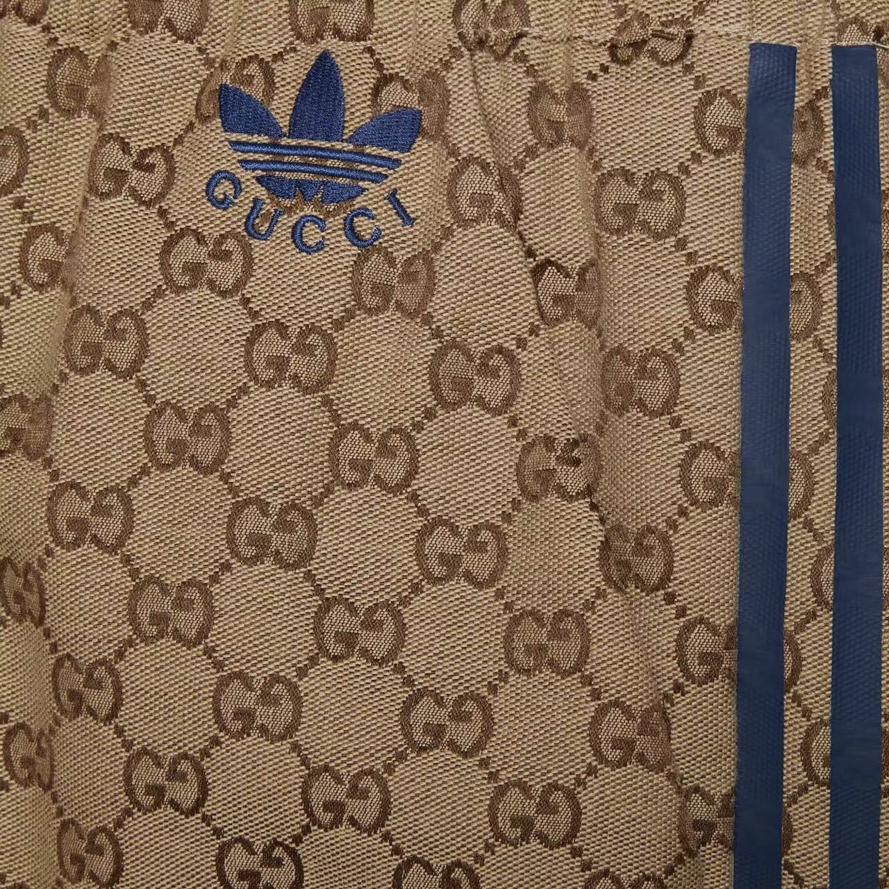 Брюки женские Adidas x Gucci, Классические, Премиальный хлопок, Коричнево-черный — фото 4