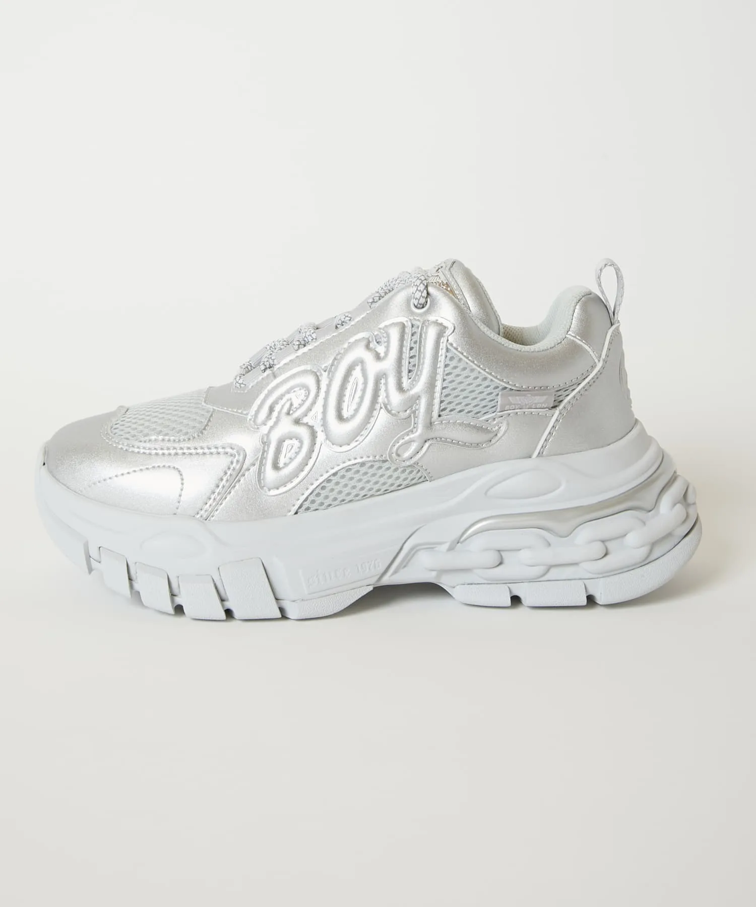 Мужские кроссовки на платформе BOY LONDON SILVER серебряные — фото 3